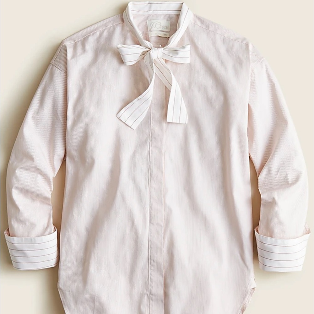 Thomas Mason® for J.Crew relaxed tie-neck shirt in stripe size 4